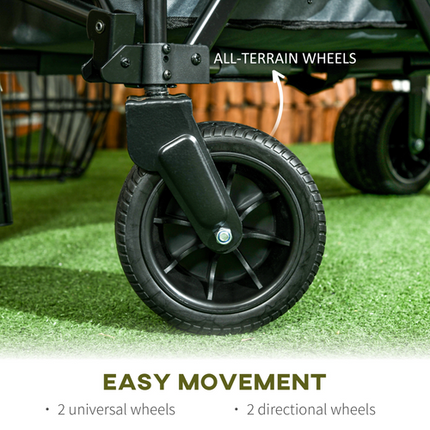 Folding Garden Camping Trolley – Collapsible Steel Frame with Oxford Fabric – Black