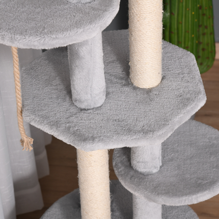 Multi-Level Cat Tree Tower for Kittens – Scratching Post, Condo & Plush Perches