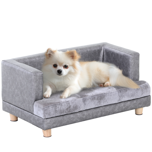 Small Dog & Kitten Sofa Bed – Soft Padded Lounge Couch – Grey