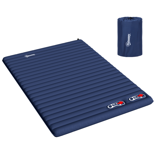 Outsunny Double Inflatable Camping Mattress – Blue Travel Air Bed