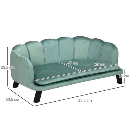 PawHut Dog Sofa Couch Bed – For Medium & Large Dogs – Legs & Cushion – Green