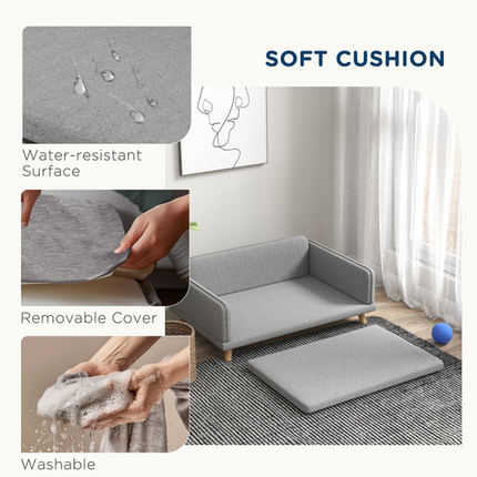 PawHut Dog Sofa Bed – Water-Resistant Couch with Legs for Medium Dogs – Grey