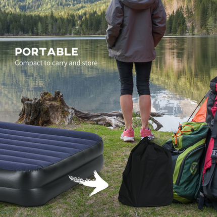 Outsunny Queen Inflatable Mattress – Electric Pump & Built-In Pillow Included