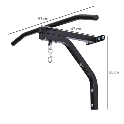 HOMCOM Heavy Duty Wall Mount Punch Bag Hanger – Steel Chain Swivel Bracket, Black
