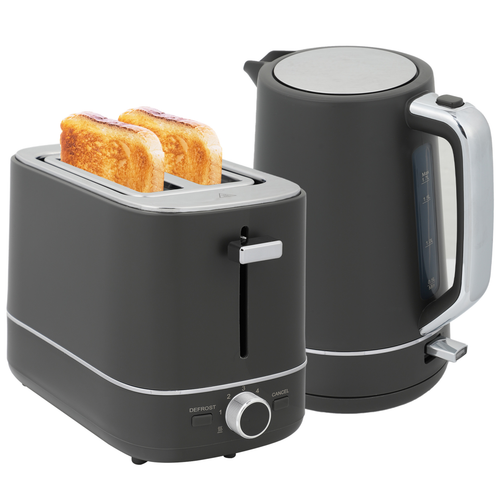 HOMCOM 3000W Electric Kettle & 2-Slice Toaster Set – Fast Boil – Grey