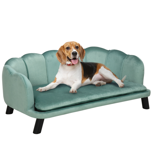 PawHut Dog Sofa Couch Bed – For Medium & Large Dogs – Legs & Cushion – Green