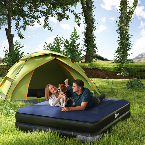 Outsunny Queen Inflatable Mattress – Electric Pump & Built-In Pillow Included