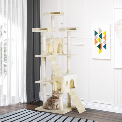 Cat Tree Furniture – Scratcher Post with Bed, Play House, Ladder & Toy for Kittens