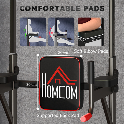 HOMCOM Power Tower Pull-Up Station – Home Gym Workout Equipment