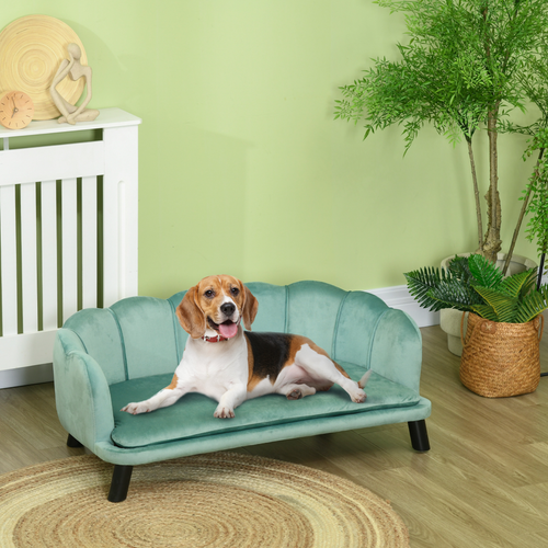 PawHut Dog Sofa Couch Bed – For Medium & Large Dogs – Legs & Cushion – Green