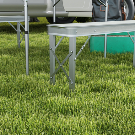 Outsunny Picnic Table Set – Folding Table with 2 Benches – Aluminium Garden Set