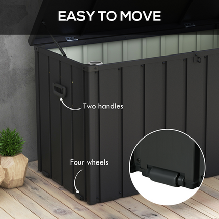 Outdoor Waterproof Storage Box 450L – Plastic Garden Chest with Wheels and Handles