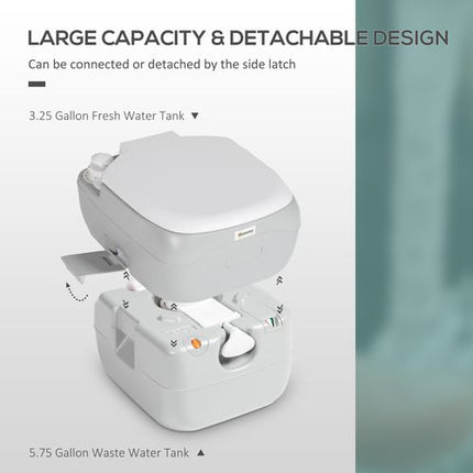 Outsunny Portable Camping Toilet – Detachable Waste Tanks – Grey