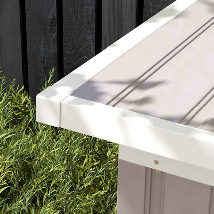 Light Grey Metal Storage Shed with Sloped Roof – Outdoor Tool Storage Box / Container