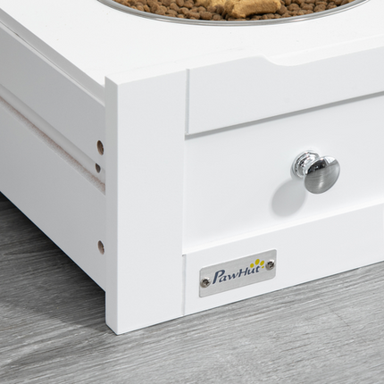 PawHut Pet Feeder Station – Dog & Cat Food Storage Cabinet with Feeding Bowls