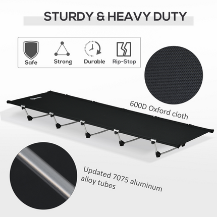 Outsunny Lightweight Camping Cot – Compact Portable Bed with Carry Bag
