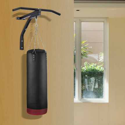 HOMCOM Heavy Duty Wall Mount Punch Bag Hanger – Steel Chain Swivel Bracket, Black