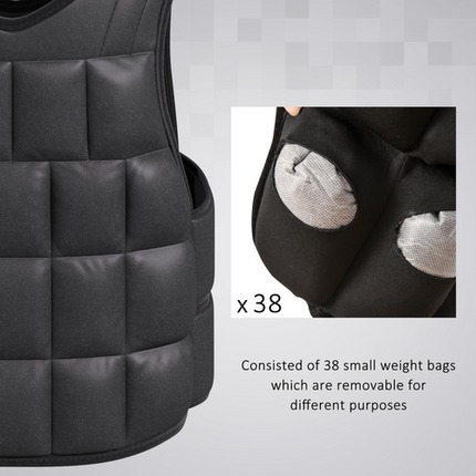Adjustable 10kg Weighted Vest – For Running, Fitness Training & Weight Loss, Black