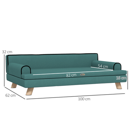 PawHut Dog Sofa Couch – Water-Resistant with Legs for Medium & Large Dogs – Green