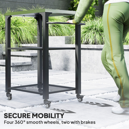 Outsunny 3-Shelf Outdoor Grill Cart Kitchen Trolley with Stainless Steel Top