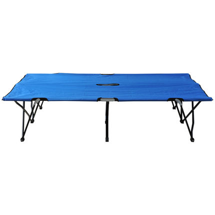 Outsunny Double Folding Camping Cot – Portable Sunbed with Carry Bag – Blue