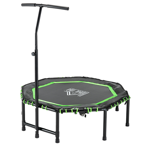 HOMCOM Foldable Trampoline with Adjustable Handle – For Adults and Teens, Green