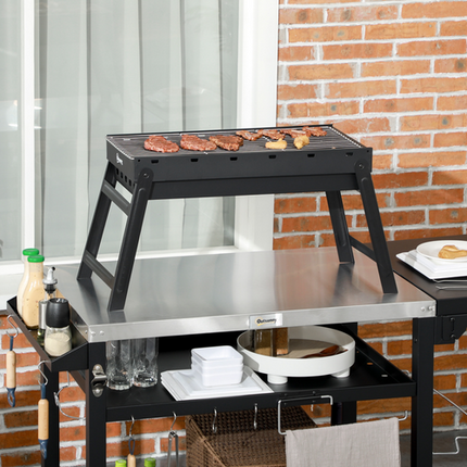 Outsunny Portable Charcoal BBQ Grill with Pull-Out Charcoal Basin