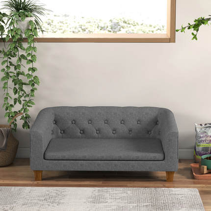 Elevated Dog Sofa Bed – Soft Cushion Couch for Small & Medium Dogs – Grey