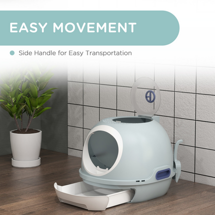 Enclosed Cat Litter Box with Scoop – Drawer & Skylight – Easy to Clean