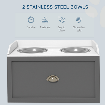 PawHut Stainless Steel Raised Bowl with 21L Storage – For Large Dogs