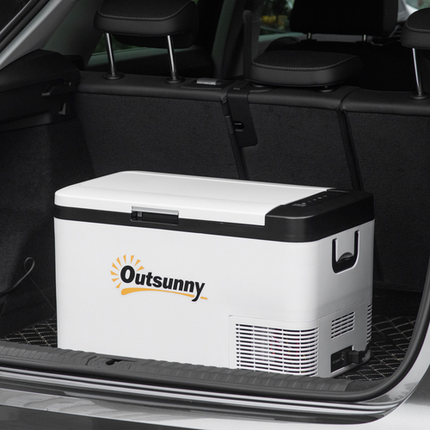 Outsunny 25L 12V Car Refrigerator – LED Light – Portable Indoor & Outdoor Use