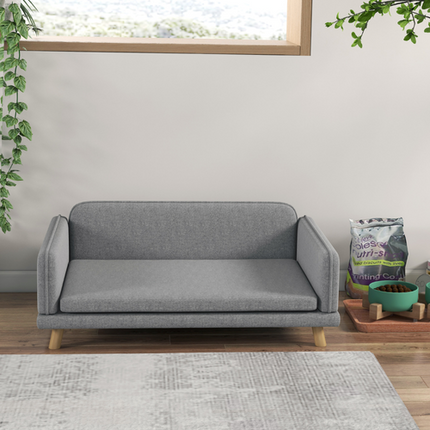 PawHut Dog Sofa Bed – Water-Resistant Couch with Legs for Medium Dogs – Grey
