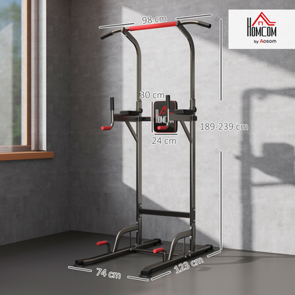 HOMCOM Power Tower Pull-Up Station – Home Gym Workout Equipment