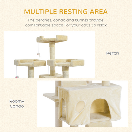 Cat Tree Furniture – Scratcher Post with Bed, Play House, Ladder & Toy for Kittens