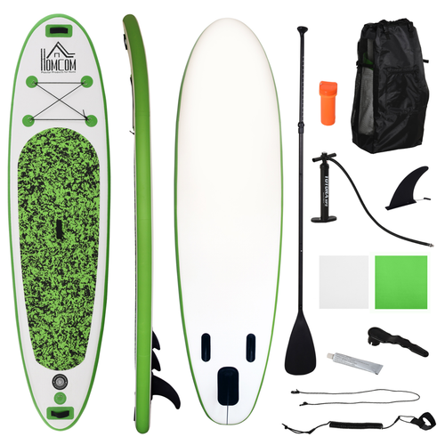 HOMCOM Inflatable Surfboard – Paddle, Fix Bag, Air Pump, and Fin Included