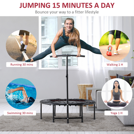 HOMCOM 40'' Mini Trampoline – Kids & Adult Rebounder with Adjustable Handle