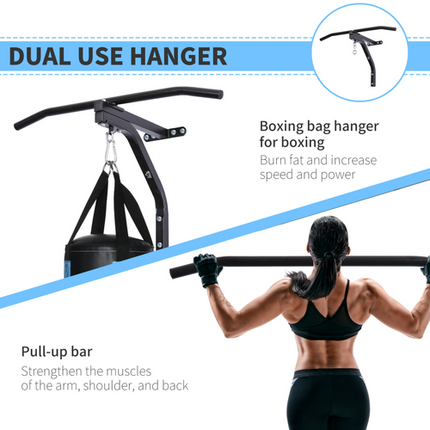 HOMCOM Heavy Duty Wall Mount Punch Bag Hanger – Steel Chain Swivel Bracket, Black