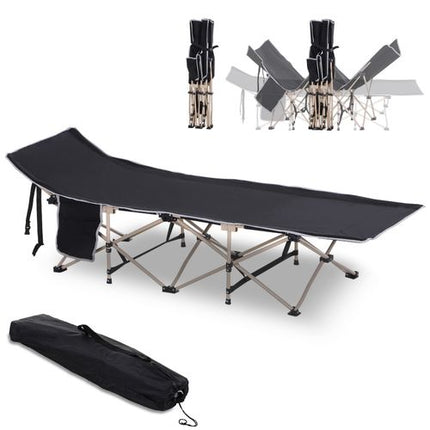 Outsunny Single Portable Sleeping Cot – Black Outdoor Military Camping Bed