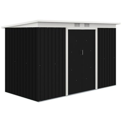 Galvanized Steel Garden Shed 9 x 4FT – Double Door Outdoor Storage Building, Grey