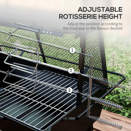 Outsunny 3-in-1 Rotisserie BBQ Grill, Roaster & Fire Pit for Outdoor Picnic and Camping