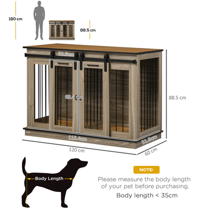 PawHut Dog Crate for Large Dogs – Double Dog Cage for Small Pets – Oak Tone