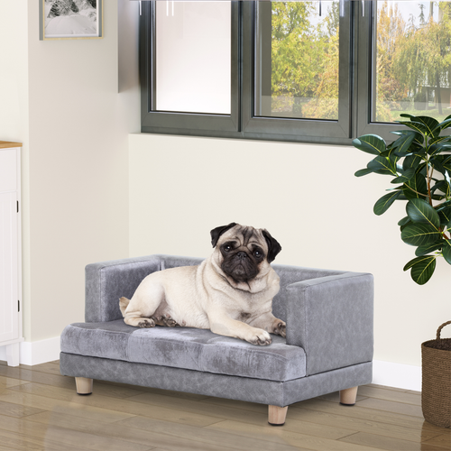 Small Dog & Kitten Sofa Bed – Soft Padded Lounge Couch – Grey