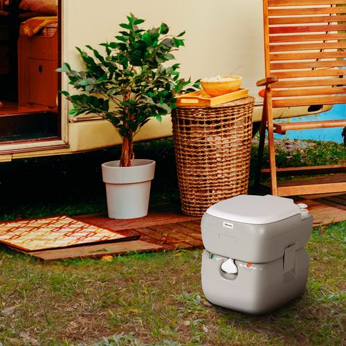 Outsunny Portable Camping Toilet – Detachable Waste Tanks – Grey