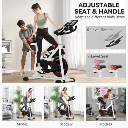 HOMCOM 8kg Flywheel Exercise Bike – Adjustable Height & Resistance, LCD Monitor