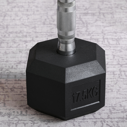 HOMCOM 17.5kg Single Rubber Hex Dumbbell – Portable Hand Weight for Home Gym