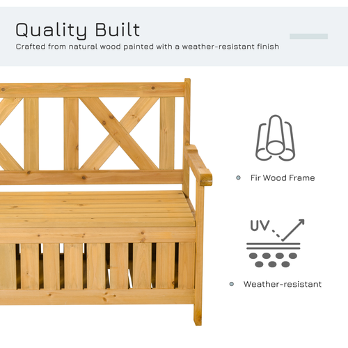 2-Seater Wooden Garden Storage Bench – Patio Deck Box with Hidden Compartment for Outdoor Seating