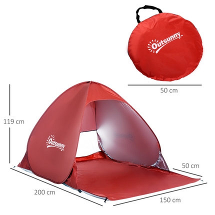 Outsunny Beach Tent – Instant Pop-Up Sun Shade Shelter – Red