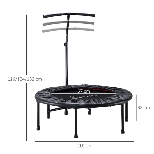HOMCOM 40'' Mini Trampoline – Kids & Adult Rebounder with Adjustable Handle