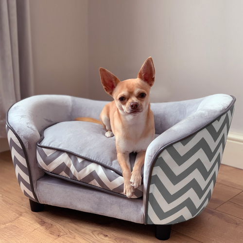 PawHut Dog Sofa Pet Couch – XS Size with Removable Sponge Cushion – Grey