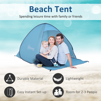 Beach Tent Instant Camping Pop up Tent Sun Shade Shelter, Blue Outsunny
